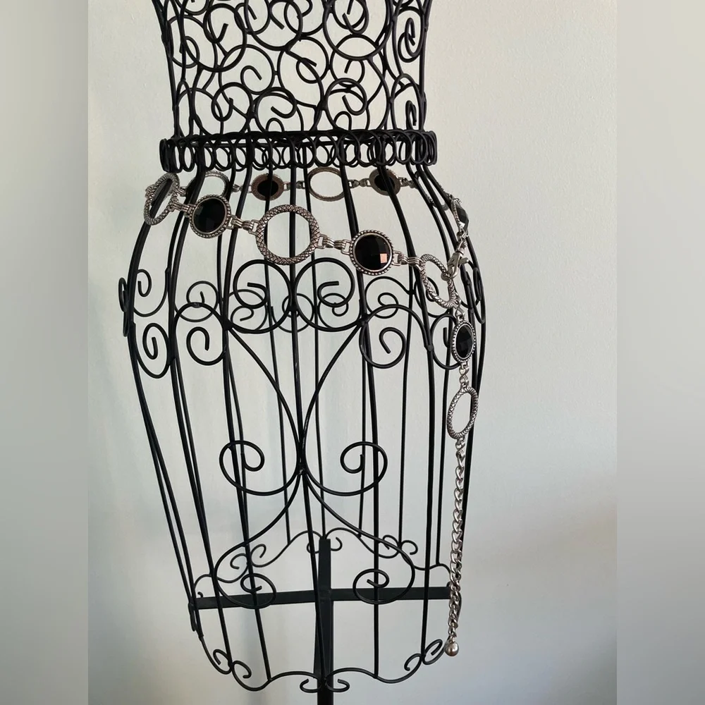 Silver and black Festival chain / festival belt